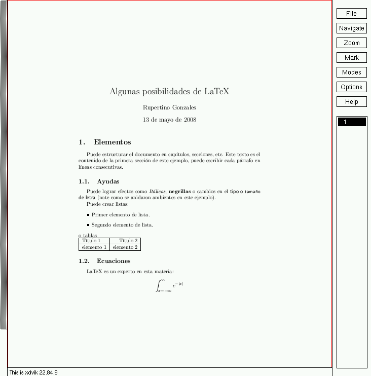 Visualización de DVI generado de fuente en LaTeX